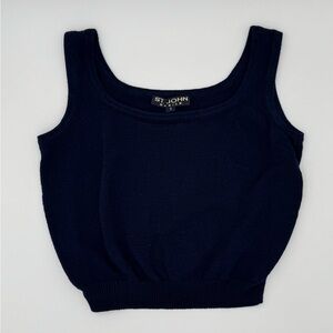 St. John Basics Women's Tank Top Regency Navy Knit Academia Dog Show Size Small